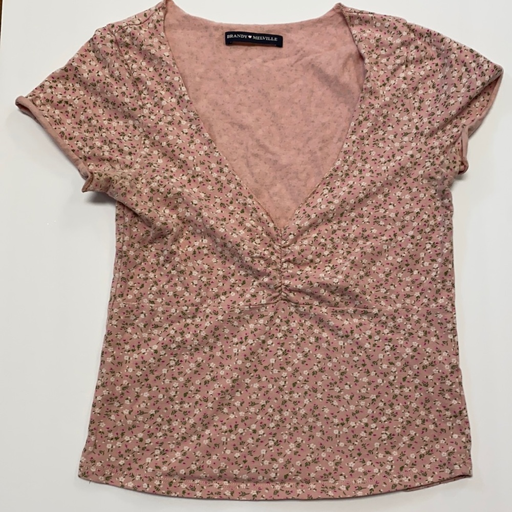 Brandy Melville Pink Floral T-Shirt